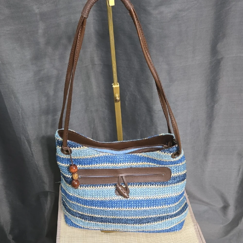 Relativity Blue and Brown Striped Shoulder Bag - Picture 2 of 13